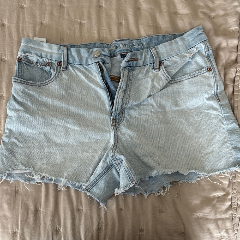 American Eagle Outfitters Frayed Light Blue Jean Shorts
